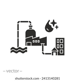 Symbol der Entsalzungsanlage, Wasserfiltration oder -reinigung, Flachsymbol auf weißem Hintergrund - Vektorgrafik