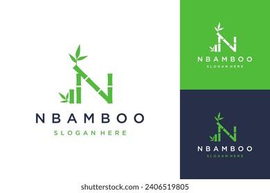 plant design logo or letter N with bamboo