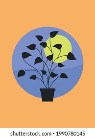 plant design with moon background