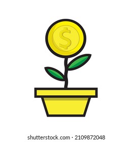 plant design on a container, tree plant growing coin money, vector illustrator eps10