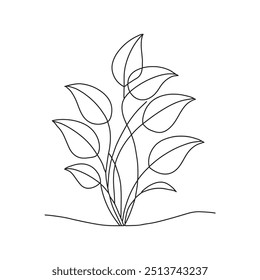 
plant with detailed leaves flat vector illustration