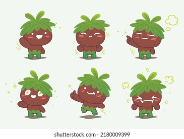 plant and dirt element cartoon character mascot set