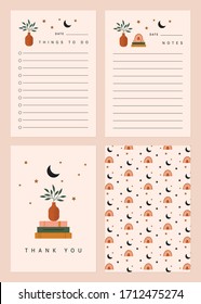 Plant to Do and Notes Planner Template Set in Vector for Postcard, Flyers, Banners, and More.