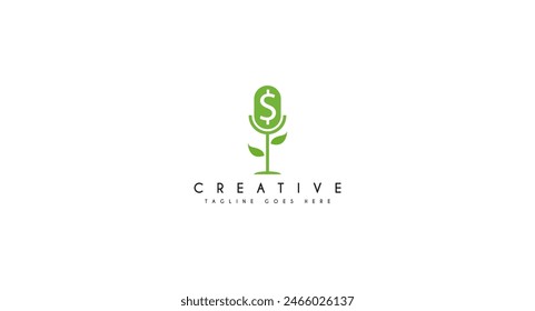 Plant with dollar icon for financial growth logo design vector illustration.