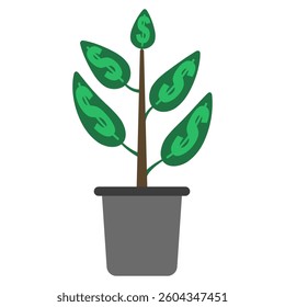 Plant with dollar symbol leaves representing financial growth money tree