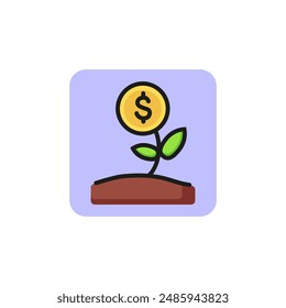 Plant with dollar symbol line icon. Investment, profit, saving. Startup concept. Vector illustration can be used for topics like business, finance, banking