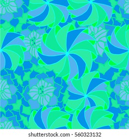 Plant Doodle  background with flower drawing blue