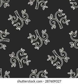 plant doodle seamless pattern background