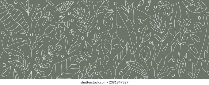 Plant doodle set. Hand drawn. Isolated on a dark background.