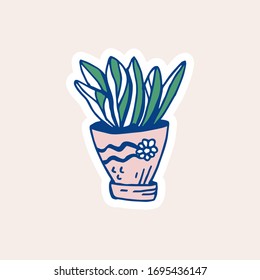 Plant doodle Vector illustration. Design for stikers, poster, social media post.