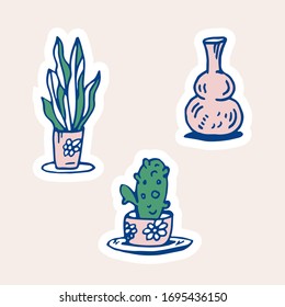 Plant doodle Vector illustration. Design for stikers, poster, social media post.