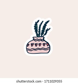 Plant doodle Vector illustration. Design for stikers, poster, social media post.