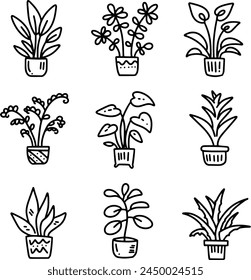 Plant Doodles Formen Design für Vorlagen.