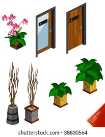 Plant and Door. Isometric Series. Compose Your Own World Easily with Isometric Works.