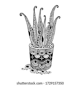 Plant , drawing, vector, illustration, coloring book, line art, zentangle, animal, Plant hand draw, black and white pencil vector lllustation on white background