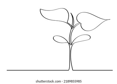 Plant drawn with a single line. Sprout in the style of minimalism.