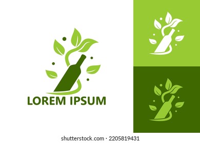 Plant drink bottle logo template design vector