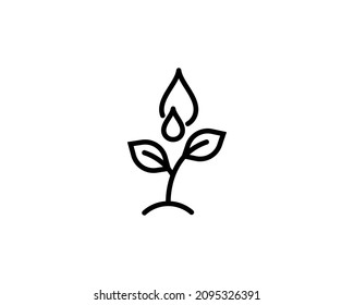 Plant with drop vector isolated outline icon. Plant with drop vector icon illustration