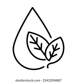 Plant Dyed Icon – Water Droplet with Leaf, Representing Eco-Friendly, Natural Dyes, and Sustainable Fashion