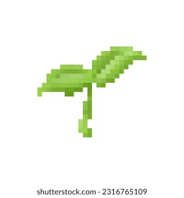 Plant, earth element icon. Pixel 8 bit style