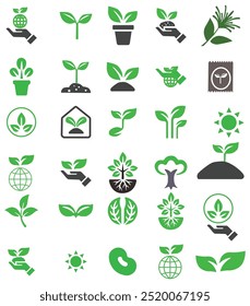 Plant earth green eco friendly icons and sign vector art
