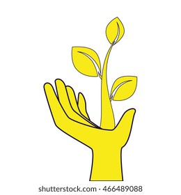 plant eco hand , isolated flat icon design