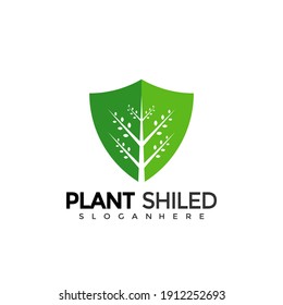 Plant Eco Shield Logo Design. Creative Idea logos designs Vector illustration template