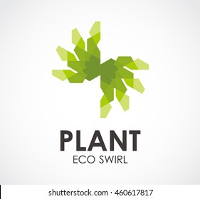 Plant of eco swirl abstract vector and logo design or template green business icon of company identity symbol concept