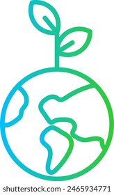 Plant ecology green city icon with blue and green gradient outline style. ecology, plant, nature, green, leaf, tree, environment. Vector Illustration