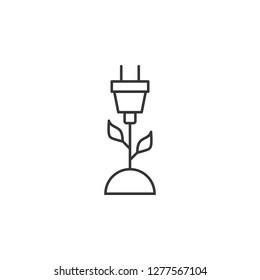 Plant and electric plug icon. Simple outline vector of Sustainable Energy set icons for UI and UX, website or mobile application