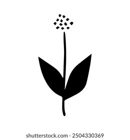 Plant element in hand drawn doodle style. Vector graphic on isolated white background.