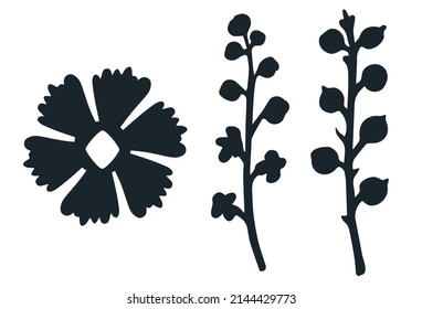 Plant elements for decoration. Silhouettes