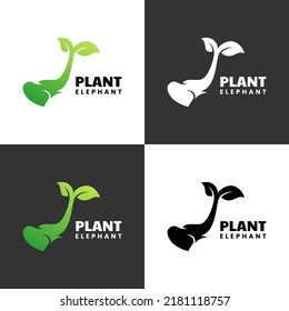 plant elephant logo design vector template