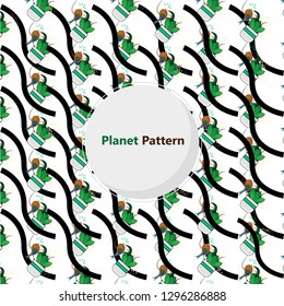 Plant & Environment with bird Pattern Surrounded with black lines on white background 