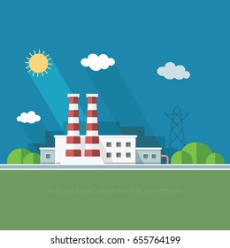 Plant for the extraction and processing of oil and gas. storage in tanks and barrels. Vector flat style