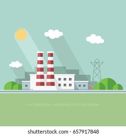 Plant for the extraction and processing of oil and gas. storage in tanks and barrels. Vector flat style