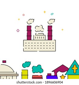 Pflanze, fabrikgefüllte Linie Vektorsymbol, einfache Illustration, Gebäude, Hausgrenzen.