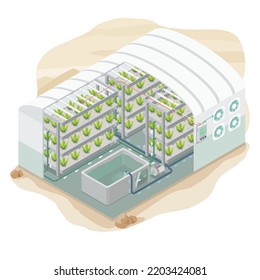 plant factory system farming isometric infographic cartoon