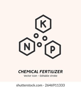 Plant fertilizer. Fertilizer in fertile soil, soil pH test, farming and agriculture icon set. Collection of fertilizer bag and spreader, vegetable, compost vector flat outline icons. Editable stroke