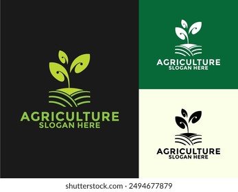 Plant and Field logo template, Vector logo design for farming, agriculture, farm field, natural harvest, farmer and more