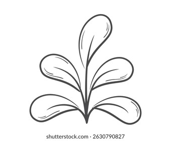 Plant with five rounded leaves line illustration. Spring, planting and nature design element. Isolated vector image