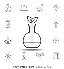 Plant in flask icon. Simple thin line, outline vector element of Sustainable Energy icons set for UI and UX, website or mobile application