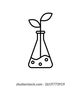 Plant, Flask icon. Plant, Flask vector icon in line design for web design, logo and mobile app. Symbol of Plant, Flask on white background. Vector illustration.