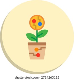Icono de estilo de círculo plano de planta