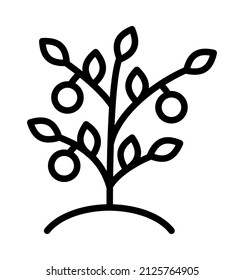Plant flat line icon. Spring season, Agriculture and  Gardening. Outline sign for mobile concept and web design, store.