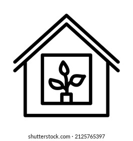Icono de línea plana de planta. Temporada de primavera, agricultura y jardinería. Símbolo de esquema para concepto móvil y diseño web, tienda.