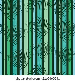 Flora vegetal sin fisuras toro verde patrón y hojas del arbusto de verano entre rayas de diferentes matices ilustración del vector jardín botánico