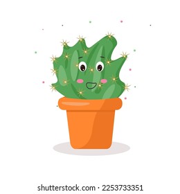 Plant floral design. Cartoon vector illustration. Colorful background.