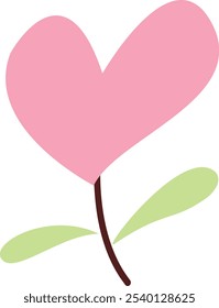 plant and flower illustration with heart petal