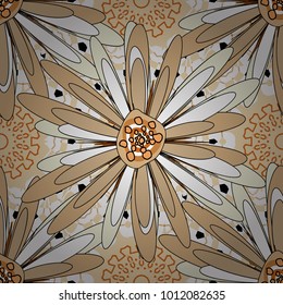 Plant flower nature wallpaper. Summer exotic floral abstract white, yellow and beige background. Vector abstract seamless pattern.